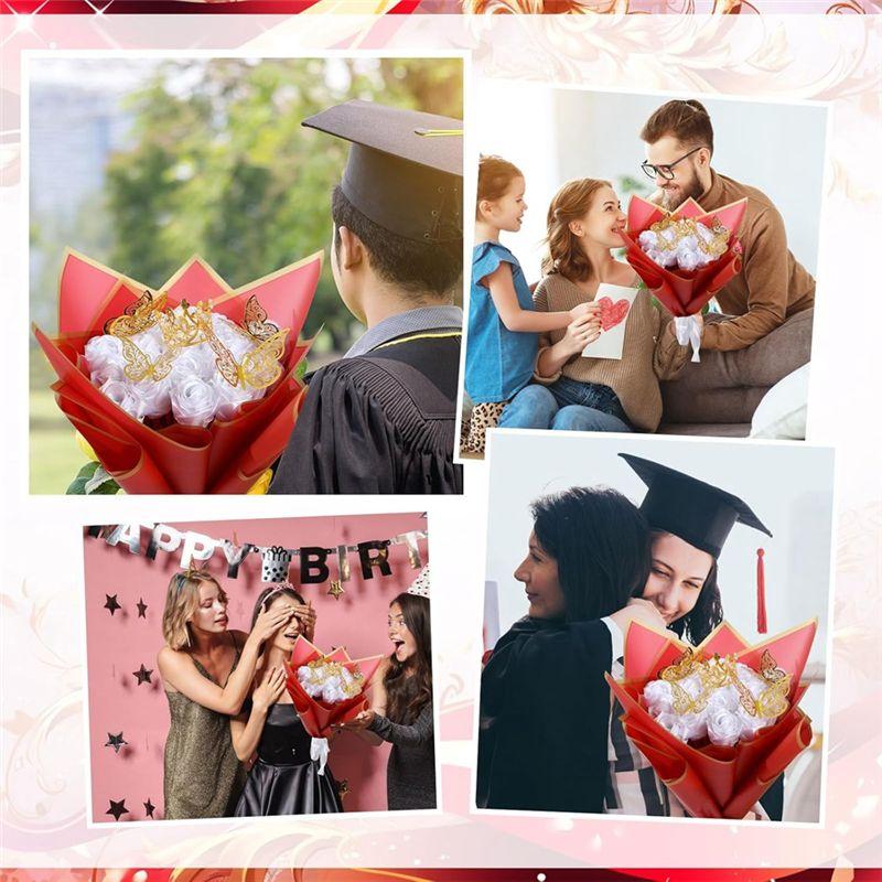 M-Modern-Artificial Roses Bouquet Flowers Bouquet Wrapping Paper Flower Wrapping Paper White