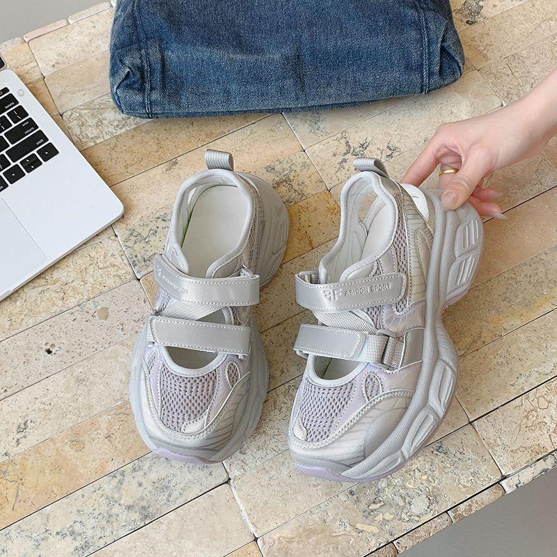 

Баотоу спортивные сандалии на платформе с липучками женские летние новые универсальные папины кроссовки полые дышащие повседневные туфли 39 розовый