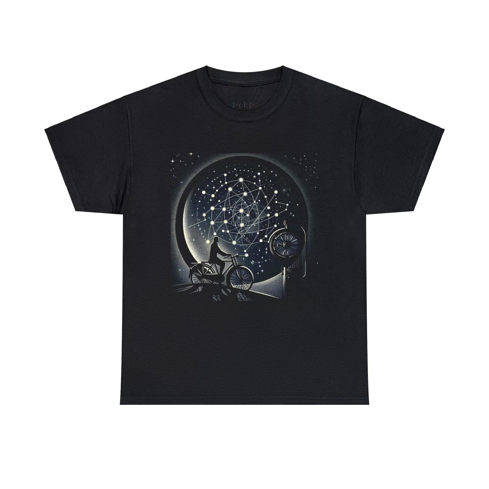 Unisex Adult T Shirt Designer Starry Night Cosmic Exploration Cyclist Art Deco S