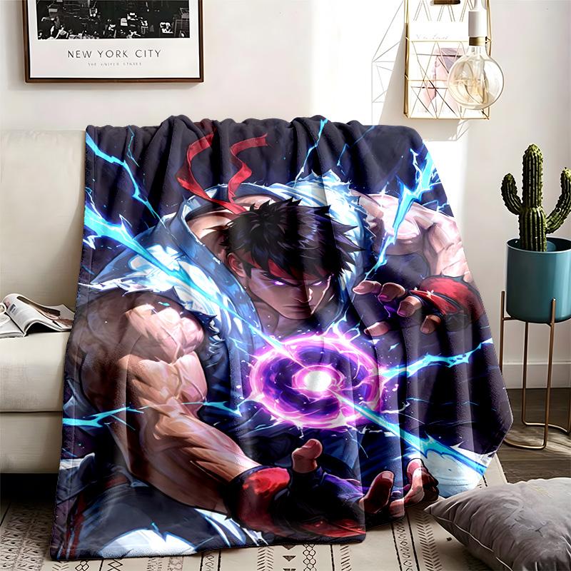 Street Fighter Theme Blanket Suitable For The Sofa Camping And Travel Made Of Soft Flannel Material An Ideal Gift For Occasions Such As Birthday