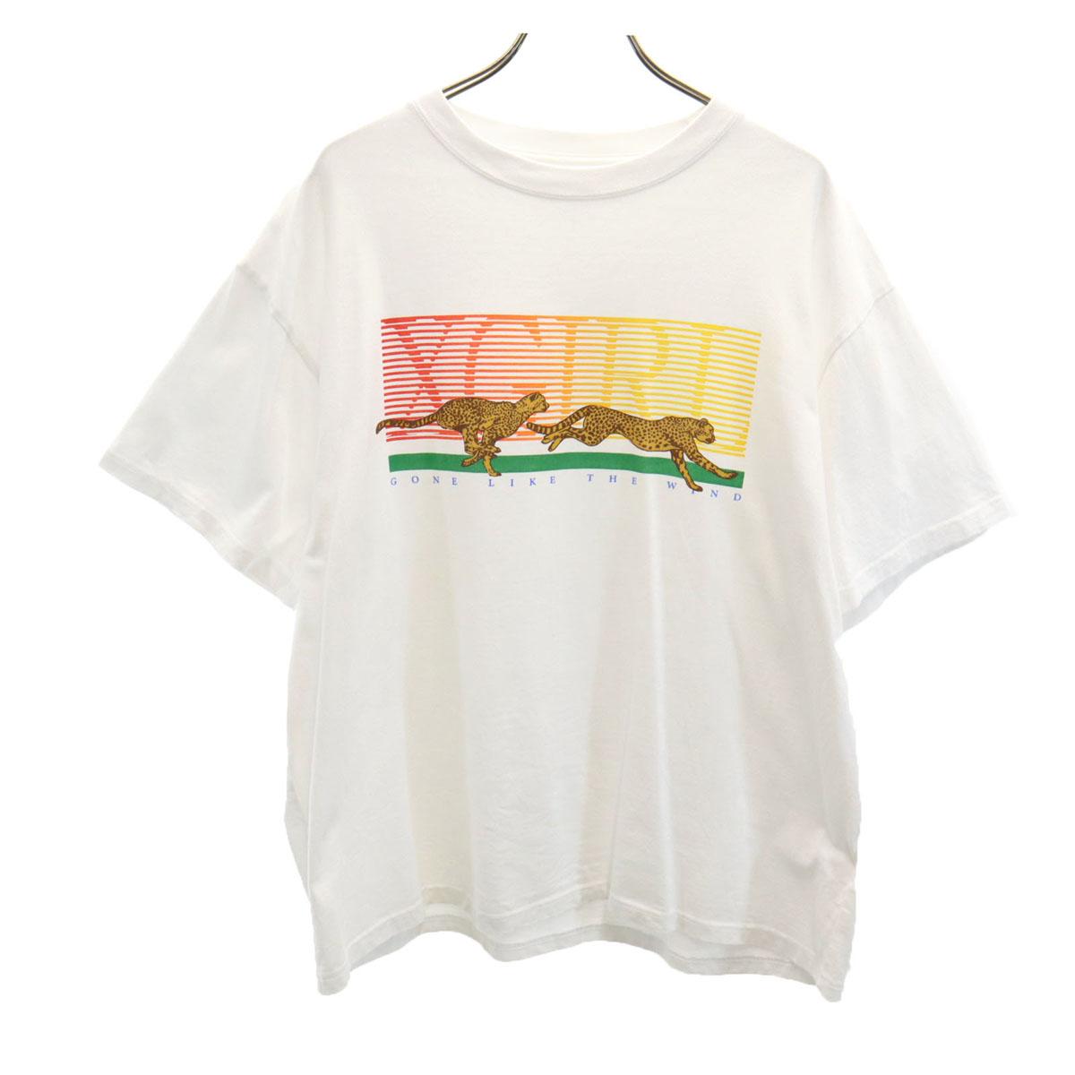 

X-girl футболка с коротким рукавом с леопардовым принтом 2 белая животная женская б/у