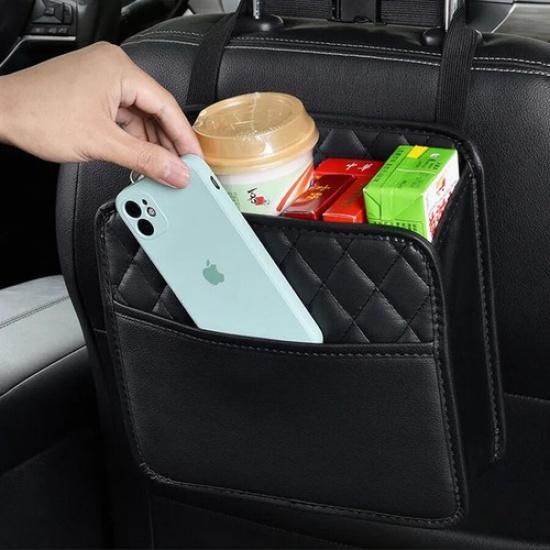 Multifunctional Car Back Seat Storage PU Leather Phone Pocket Pouch Hanging Bag