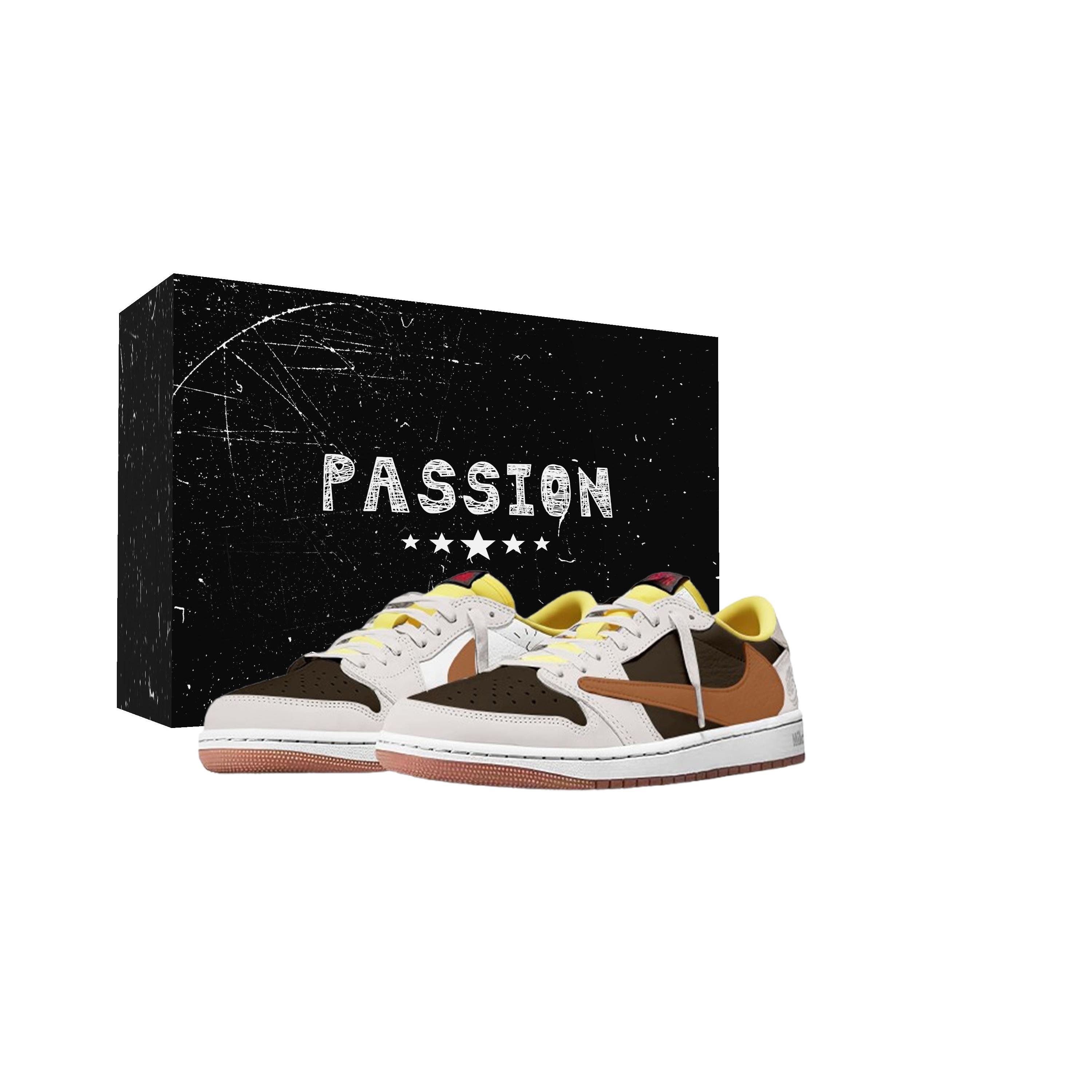 

Travis Scott x Jordan Air Jordan 1 Autumn Wilderness Chasing Light Box Low top Vintage Basketball Shoes Unisex DZ4137-700(Team1868-) 35.5
