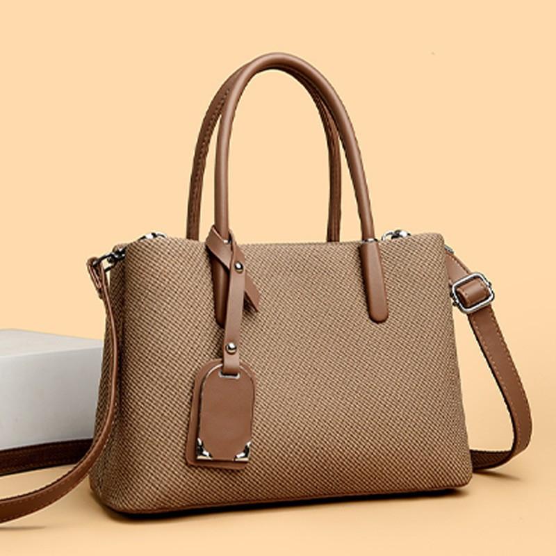 Elegant PU Tote Bag Women Spacious Shoulder With Zip Multi-Compartment Design Daily Commute Mom Use