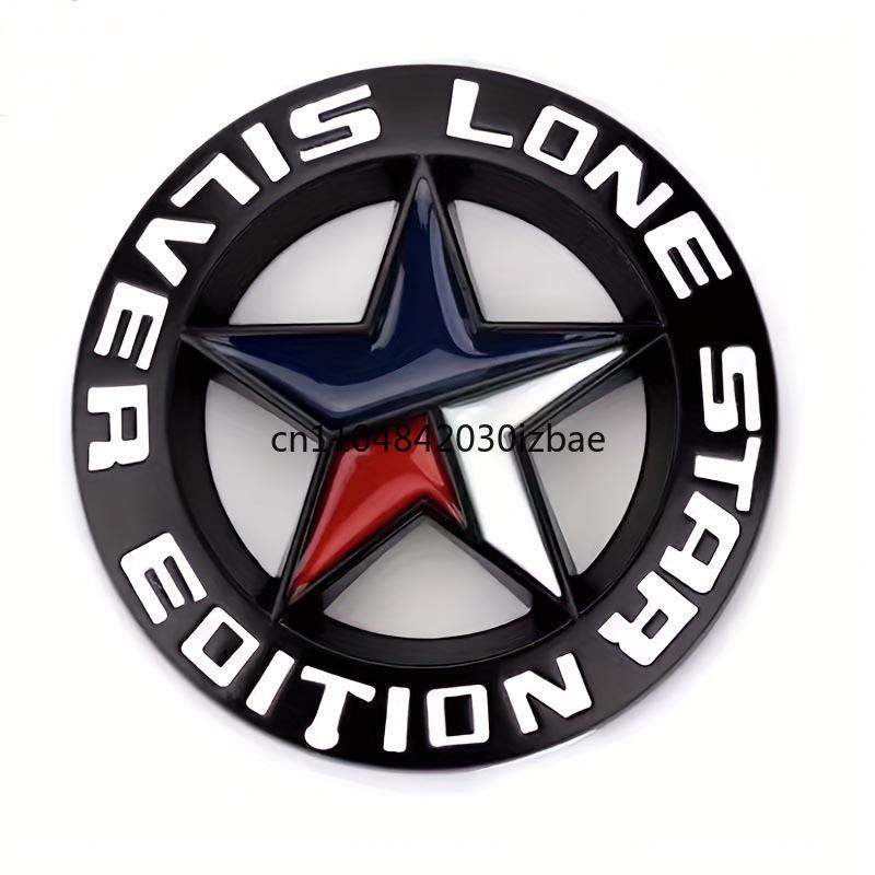 3D Metal Lonestar Car Sticker Texas Pentagram Badge Suitable for Jeep - Silver Chrome Finish ALN1