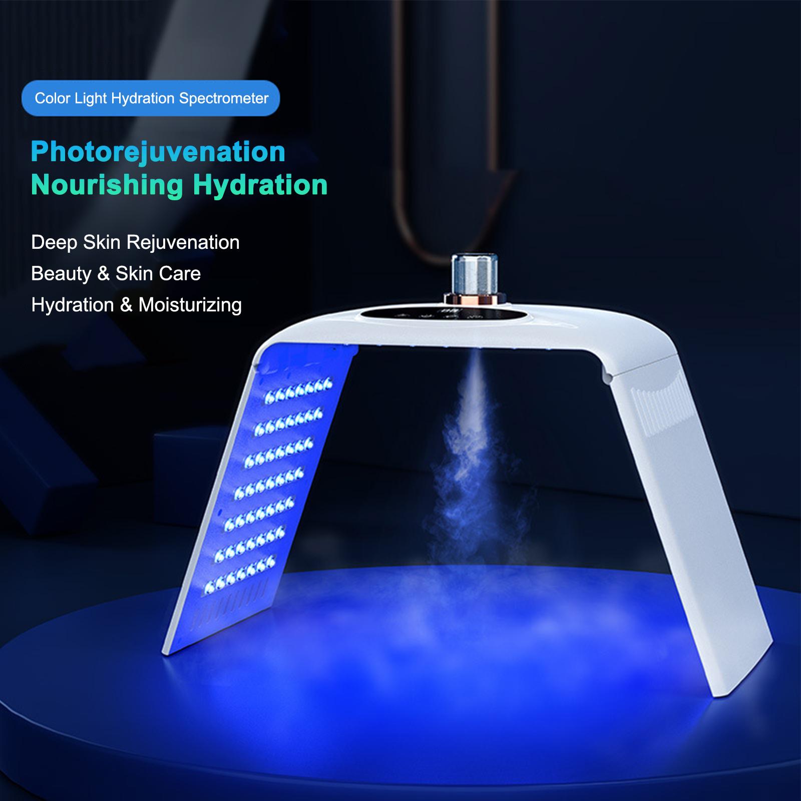 

7-цветный спрей-спектрометр, складной фотонный прибор для омоложения кожи, светодиоды красного и синего цвета