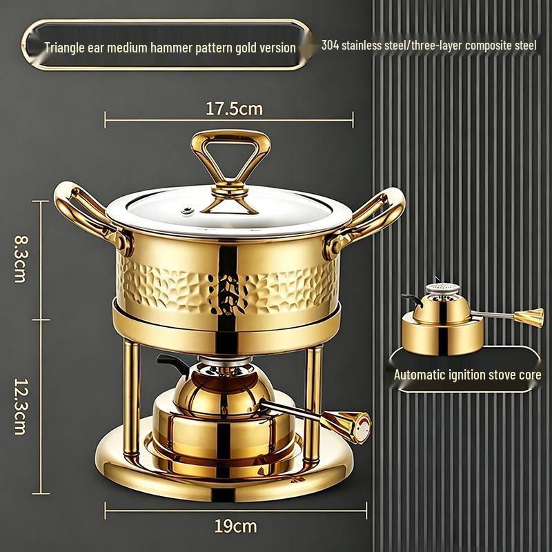 304 Stainless Steel Single-Person Hot Pot with Inflatable Gas Stove for Home, Commercial, and Camping Use
