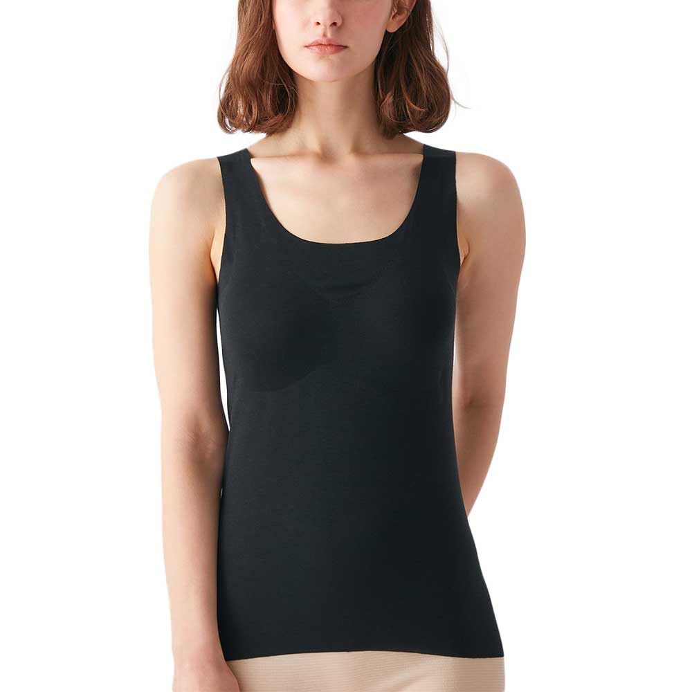 

Tank top with inner Kirei completely cotton L [Gunze] pad, Labo, seamless, cool, blend, women s, black, чорний