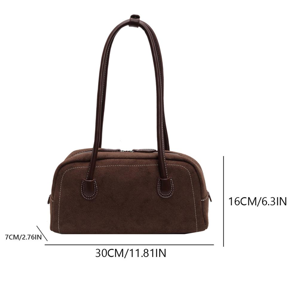 Faux Suede Shoulder Bag For Women Multi Pocket Underarm Bag Faux Suede Solid Color Handbag Zipper Satchel Bag For Work Shopping
