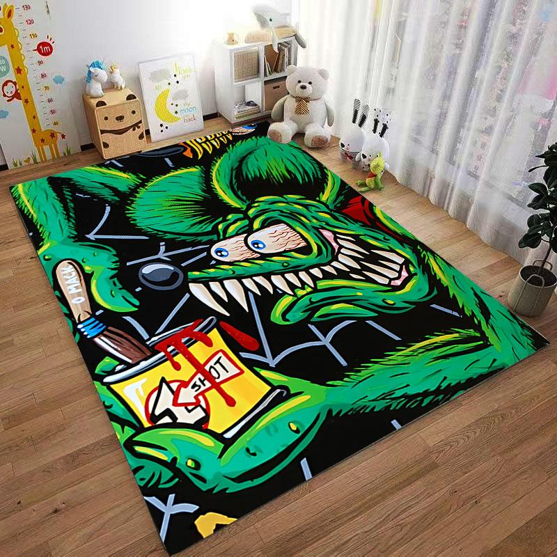 "Green Monster with Paintbrush" Suitable As a Non-slip Mat for the Living Room or Bedroom Sofa