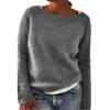 Solid Colour Basic Knit Sweater with Round Neck Stylish and Versatile Luxurious Relaxed-fit Slimming and Versatile Top