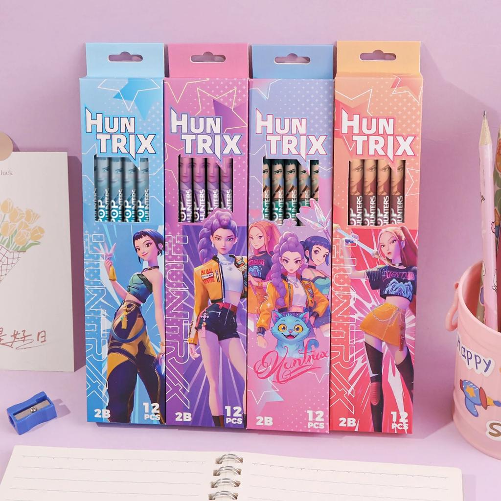 Adorable Aesthetic K-pop Demon Hunters Mechanical Pencil Kit Animation Merch Break Resistant Automatic Pencils for School Supplies