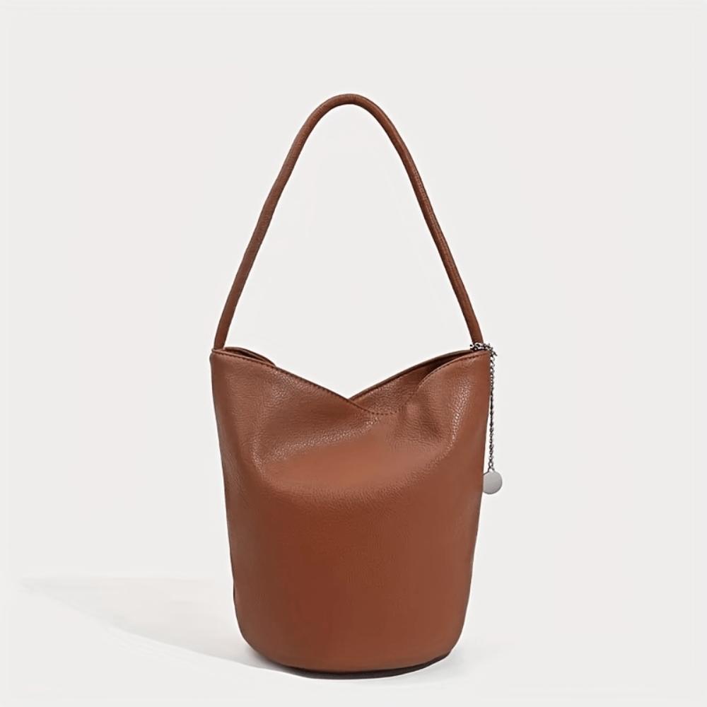 Handmade Tote Bag Ladies Retro Soft Portable Handbag Large Capacity Bucket Bag Shoulder Strap and Wallet Suitable for Casual Outings, Banquets
