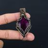 Bijoux pendentif faits à la main en fil de cuivre pur enveloppé de fil de cuivre pur de pierre précieuse de Labradorite Flash rose