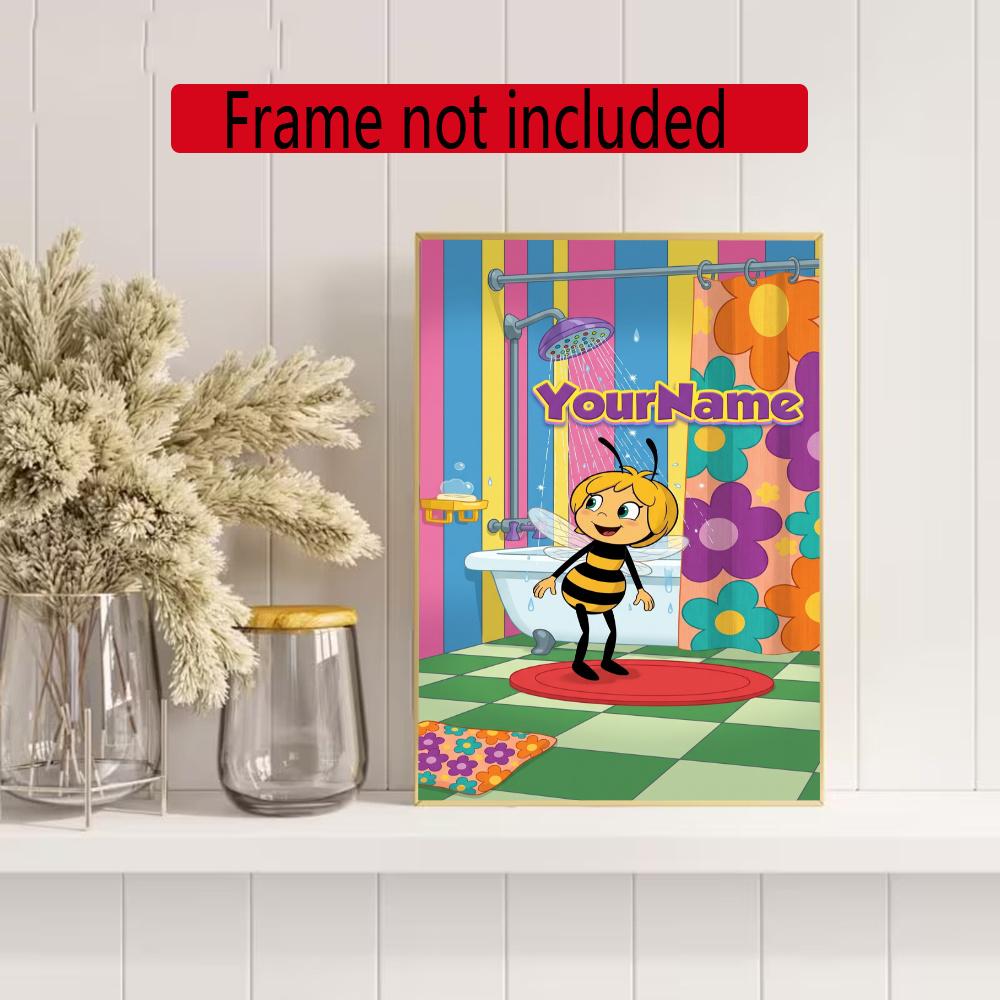 Biene Maja Customize Your Name Diamond Painting Round Diamond Diy Frameless Holiday Artwork Suitable For Home Office Wall Decoration