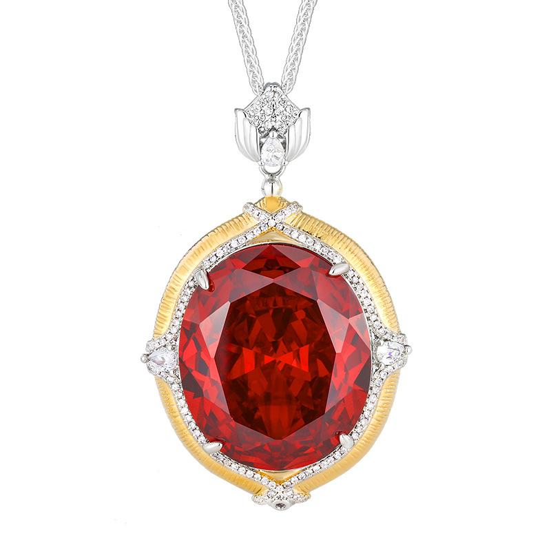 Bijoux Simulation Trésor Coloré Grand Pendentif Collier Pierre Forme Oeuf Rétro Artisanat Brossé 25 * 30