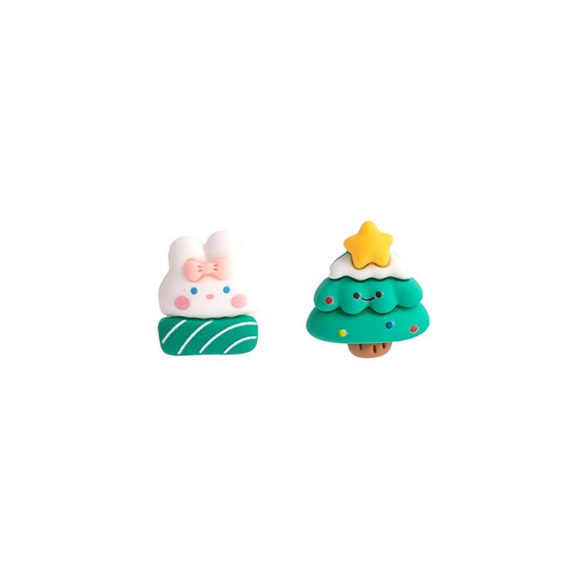 Factory Custom Autumn And Winter Christmas Series Stud Earrings Childlike Sweet Cartoon Characters Paint Stud Earrings Female