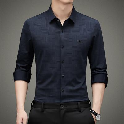 Shirt Men's Long-sleeved Spring and Autumn New Style Young and Middle-aged Men's Casual Seamless Thin Loose Shirt Dad's Fashion Trend