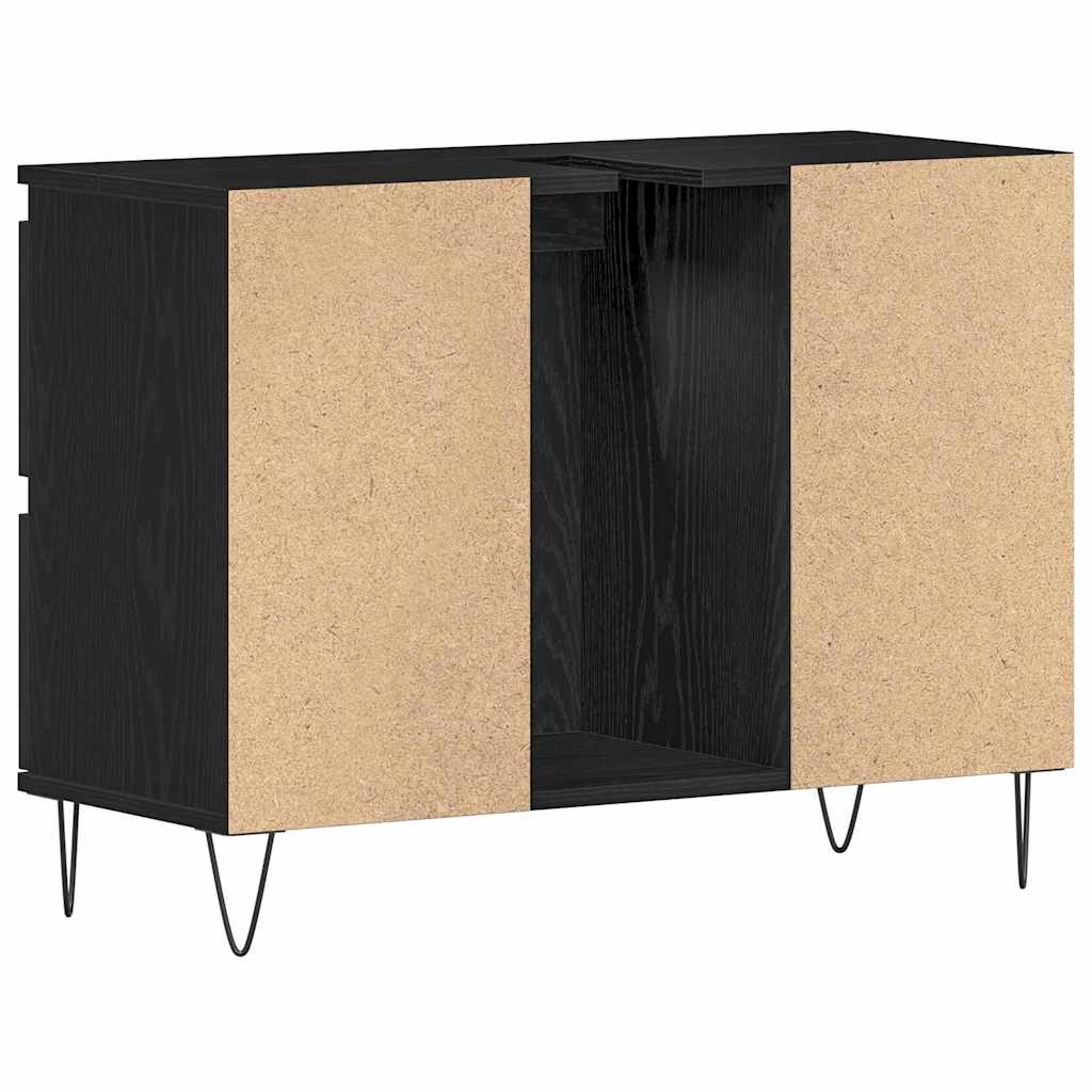Washbasin Cabinet with Door Black Oak Effect 80 x 33 x 60 cm