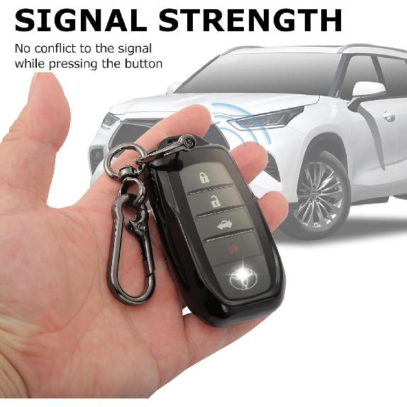 2-Pack For Toyota Key Fob Cover With Keychain Key Case Fits -2025 Grand Highlander Camry RAV4 Prime Land Cruiser Corolla Cross Tundra Tacoma Sequoia