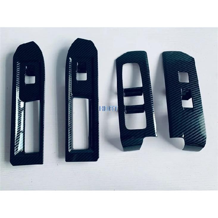 Car Style Gear Shift Window Control Lift Switch Panel Cover Trim For Toyota Tacoma 2024 + Water Cup Frame Carbon Fibre Interior