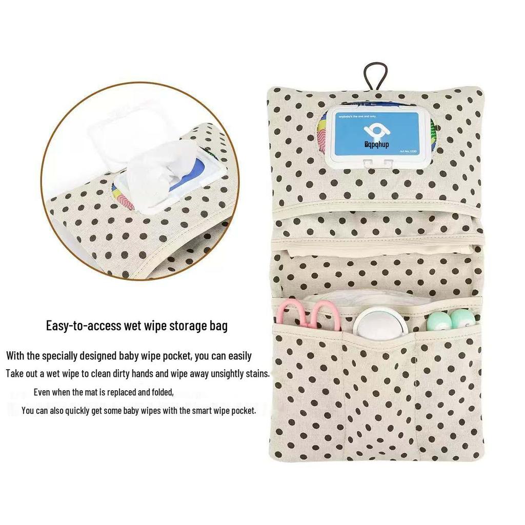 Portable Baby Diaper Storage Bag with Wet Wipe Holder
