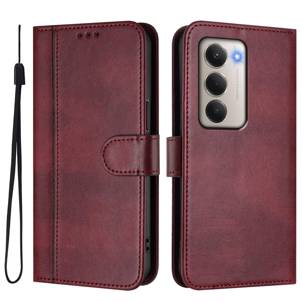 For Xiaomi Redmi 15 4G (EU) (171mm) Cases Wallet Stand Retro Texture Leather Phone Cover with Lanyard