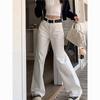 Women's High Waist White Retro Straight-Leg Jeans - Slimming, Versatile, Wide-Leg, Long Pants