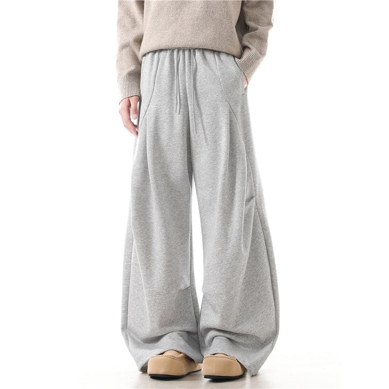 Spring and Autumn American Retro Spring Structure Cutting Scimitar Sweatpants Men's and Women's Loose Casual Straight Sweatpants Tide