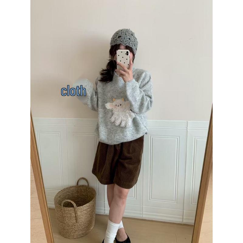 Korean Sweet Cartoon Knit Top: Women's Loose Casual Pullover Sweater for Autumn/Winter