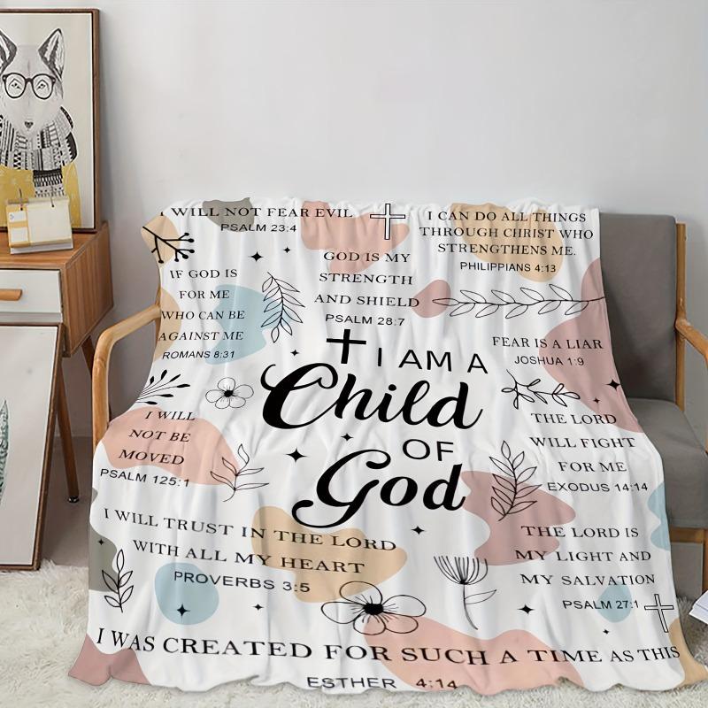 Inspirational I Am A Child of God Blanket Soft Flannel Gifts for Women Gifts Uplifting Christian Blanket for Moments Devotional