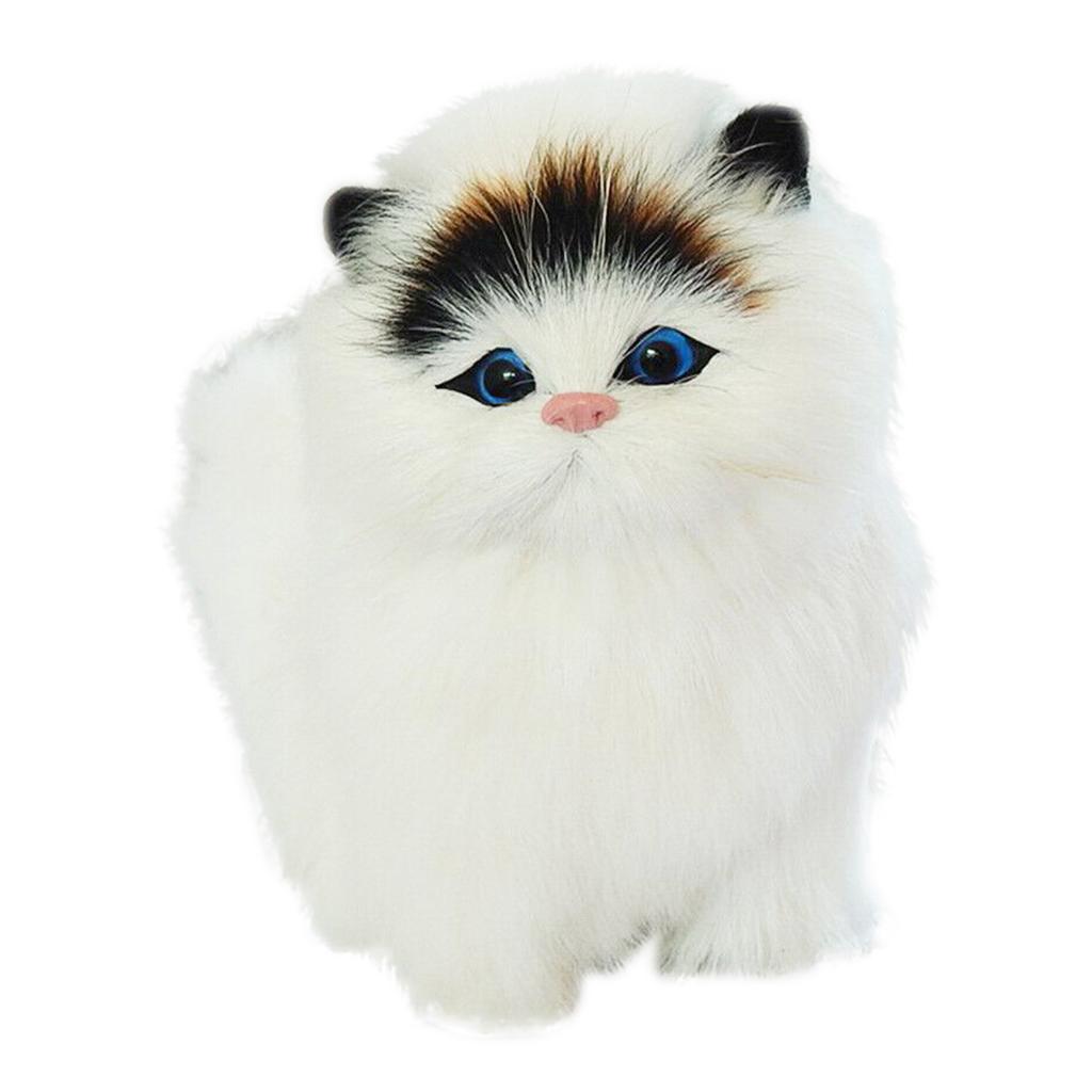 Ornement Poupée Chat Simulée Mignon Chat à Long Poil Poupée Électronique Peluche Douce et Moelleuse Modèle Chat Cadeau Jour des Enfants Pour Enfants