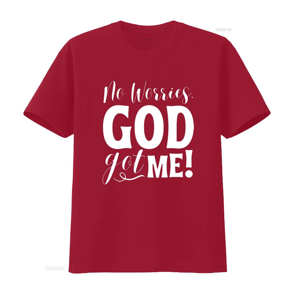 No Worries God Got Me African American Christian Quote T Shirt Vintage Washed Casual Breathable Soft Fashion Stylish Versatile