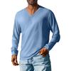 Men'S V-Neck Loose Casual Long Sleeved Shirt Fashionable Top