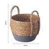 Eden & Willow Natural Straw Woven Plant Storage Basket, Home Organisation Hamper Basket with Handles (Grey, Set of 3)