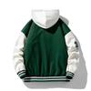 Mens Fleece-Lined Hooded Oversized Workwear Jacket With Color-Block Design Winter Fall