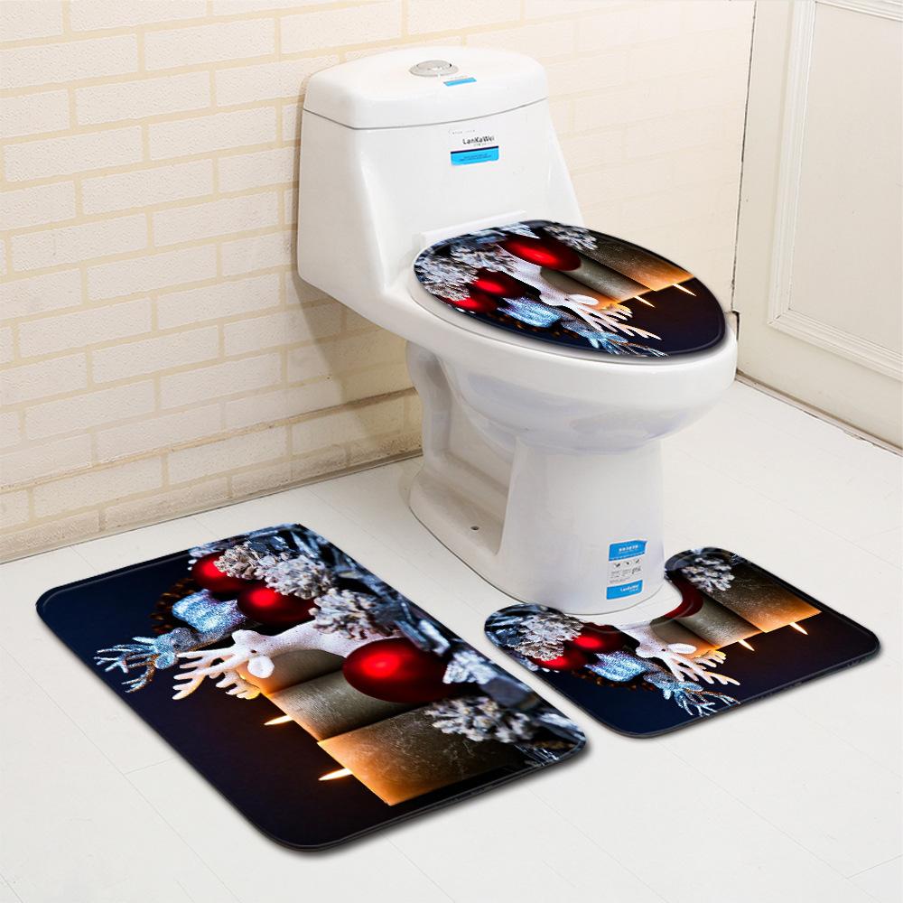 Weihnachts-Badezimmer-Bodenmatte Toilette Dreiteiliges Set