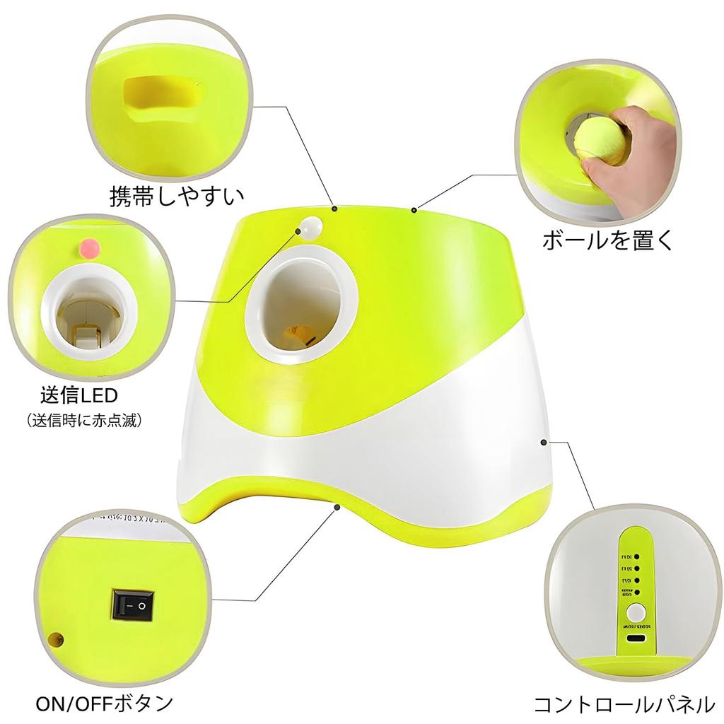 Dog Ball Automatic Ball Launcher Toy for Robo Pitcher with 3 Adjustable Distances and 6 Mini Tennis Plastic Automatic Dog Ball Launcher for Small and