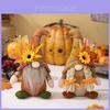 Thanksgiving Deko Stehende Gesichtlose Puppe Zwerg Figur Mit Saisonhut Und Blatt