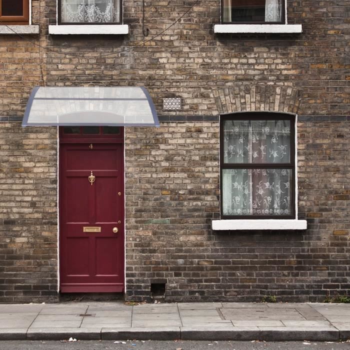 Tettoia per Porta d'Ingresso - SPRINGOS - 80x120cm - Trasparente - Grigio - Policarbonato