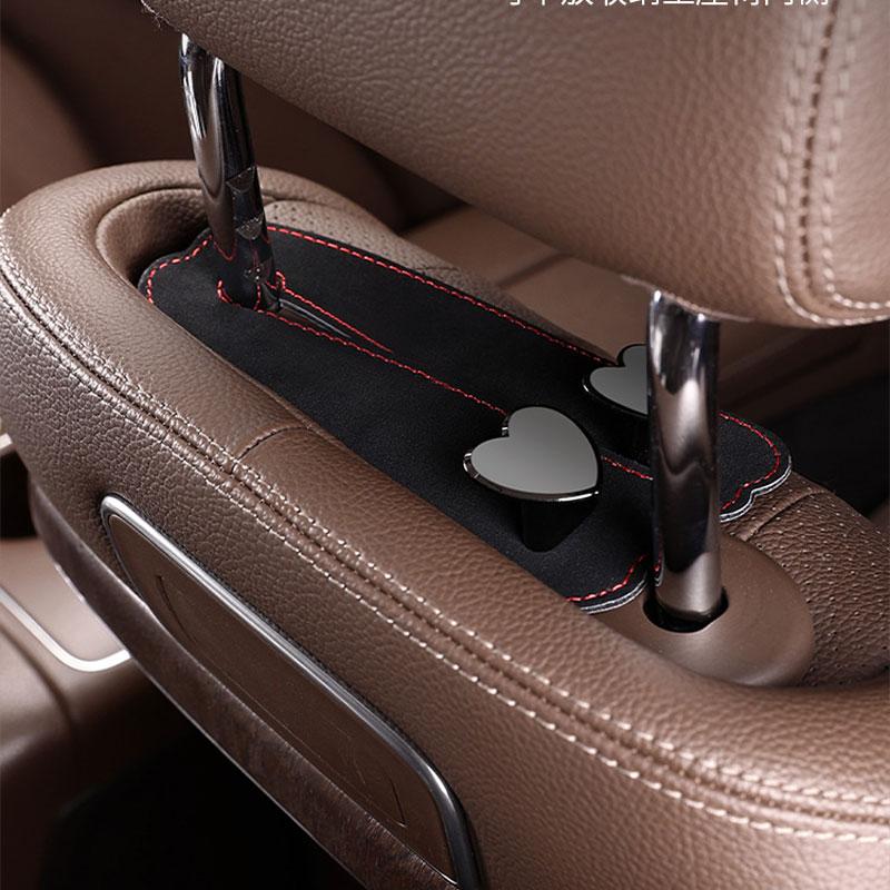Heart Shape Metal Car Seat Headrest Hooks 2 In 1 Leather Car Seat Back Hook Purse and Bag Backpack Double Hook Car Seat Hanger