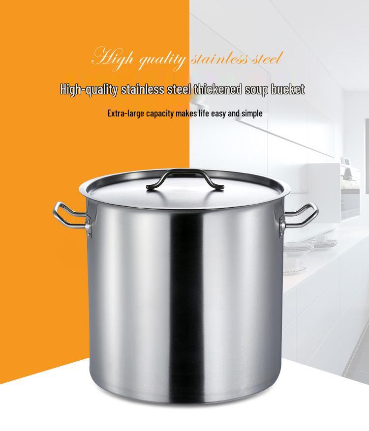 Premium Thickened Stainless Steel Stockpot with Compound Bottom, Sandblasted Finish for Commercial Use