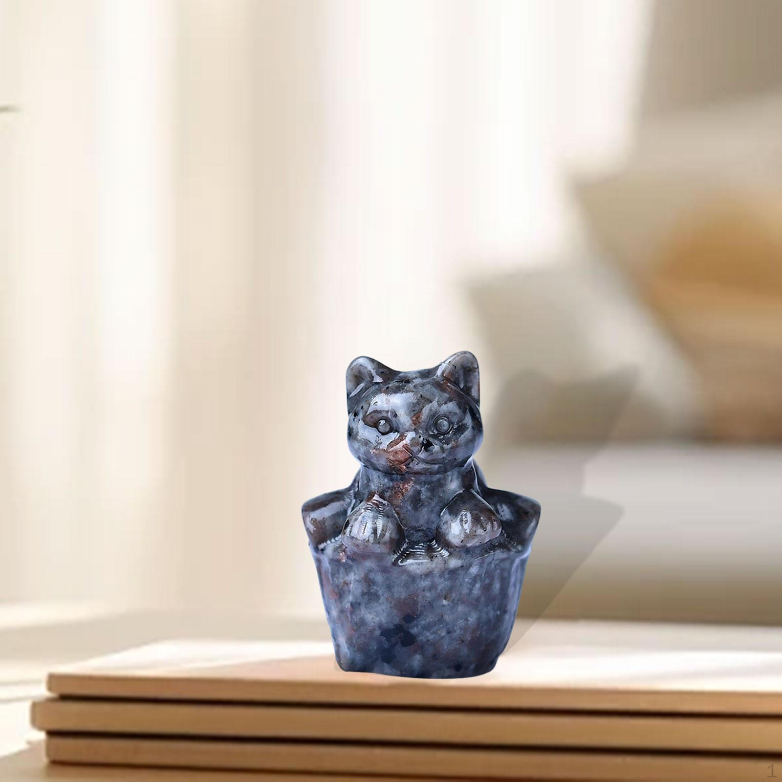 

Imitation Crystal Cat Statue Cute Miniature Figurine for Living Room Bedroom серый