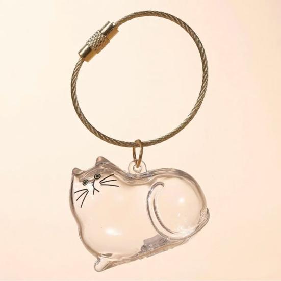 3Pcs Cat Hair Storage Box Keychain Transparent Acrylic Dog Hair Memorial Bottle Pet Hair Collector Container Key Ring Pet Owner Keepsake Gift