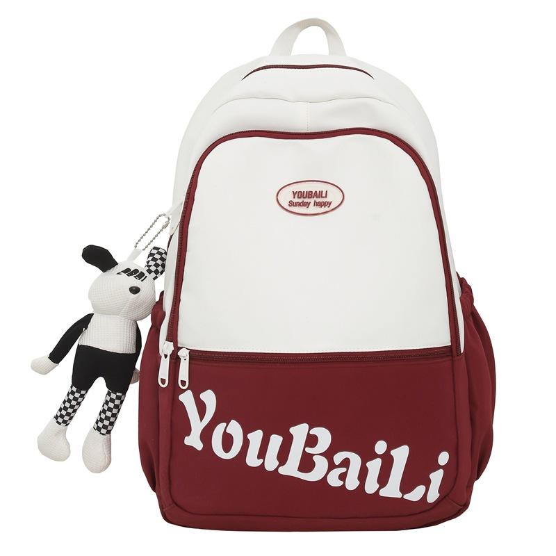 

Женский рюкзак с принтом букв, цветной блок, легкий студенческий рюкзак в стиле колледжа, детский школьный рюкзак красный