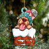 Christmas Dog Ornament Acrylic Christmas Tree Hanging Pendant Sign Statue Decorations 2023 New Year Gift Party Supplies