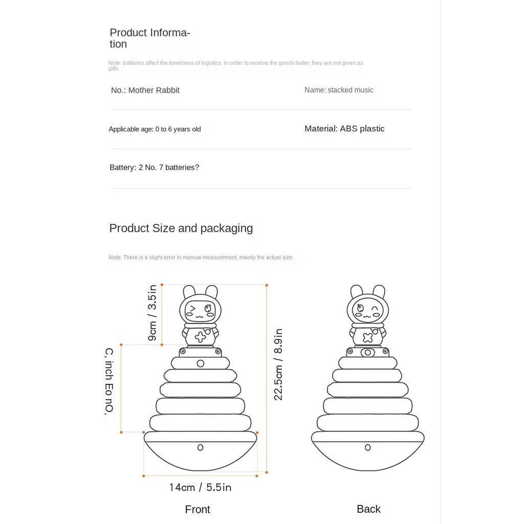 TUMAMA Toddler Stacking Toy with Light and Music, Stacks of Circles STEM Montessori Toy, Birthday Gifts for Boys and Girls