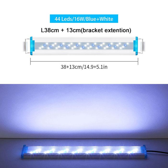 L18/28/38/48cm LED Aquarium Light for Plants,Plug In Full Spectrum Fish Tank Light with Extendable Brackets for Freshwater