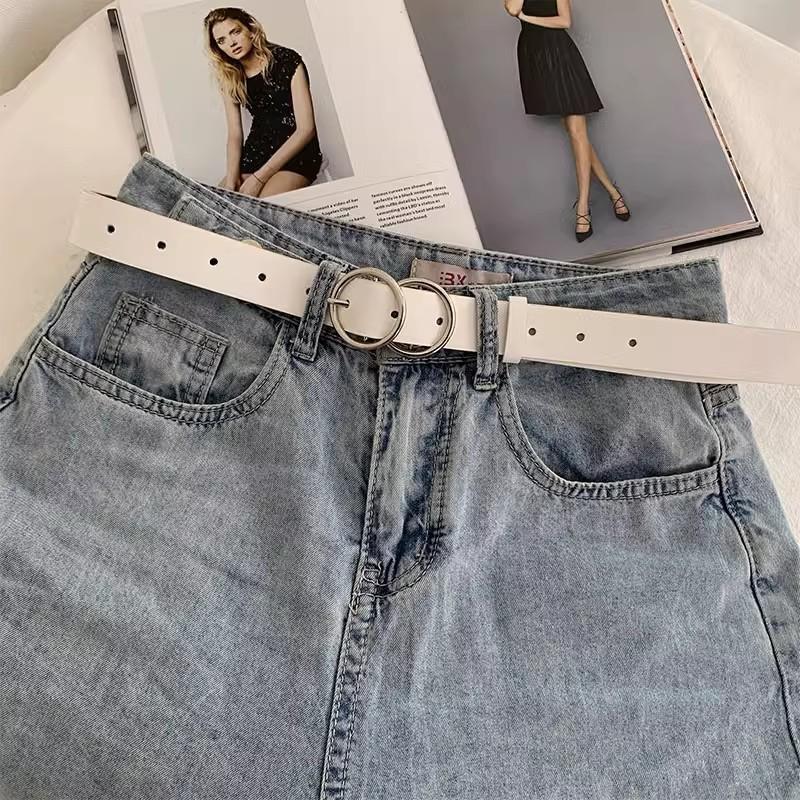 Belt Women'S Decorative Waist With Dress Suit Belt Student Belt Tide Round Buckle