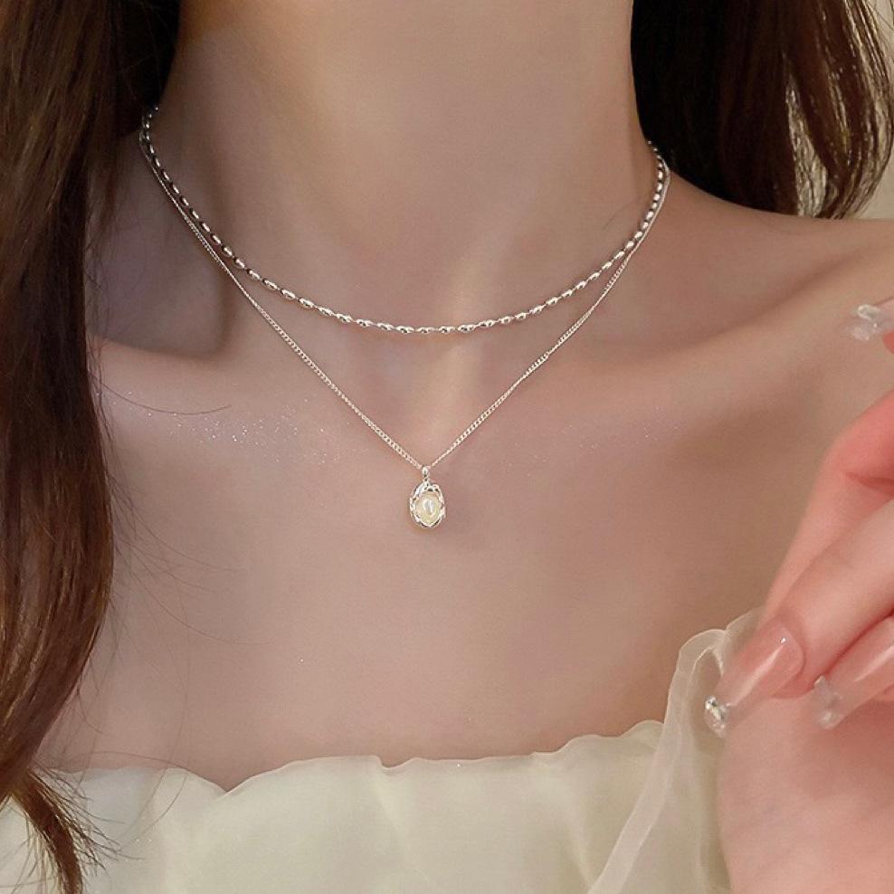 Pearl Necklace Female Niche High-End Sense Light Luxury Design Collarbone Chain Star Ins Student Girlfriends Spring And Summer Must-Have